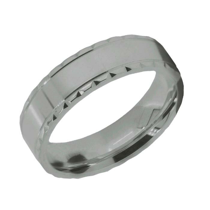 Wedding Ring Diamond CUT 11 Stepped knotched edges & Polish finish