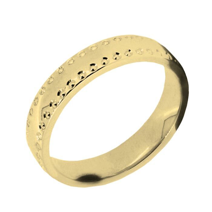Wedding Ring Diamond CUT 13 Diamond Cut polished finish with circle diamond cut edge detail
