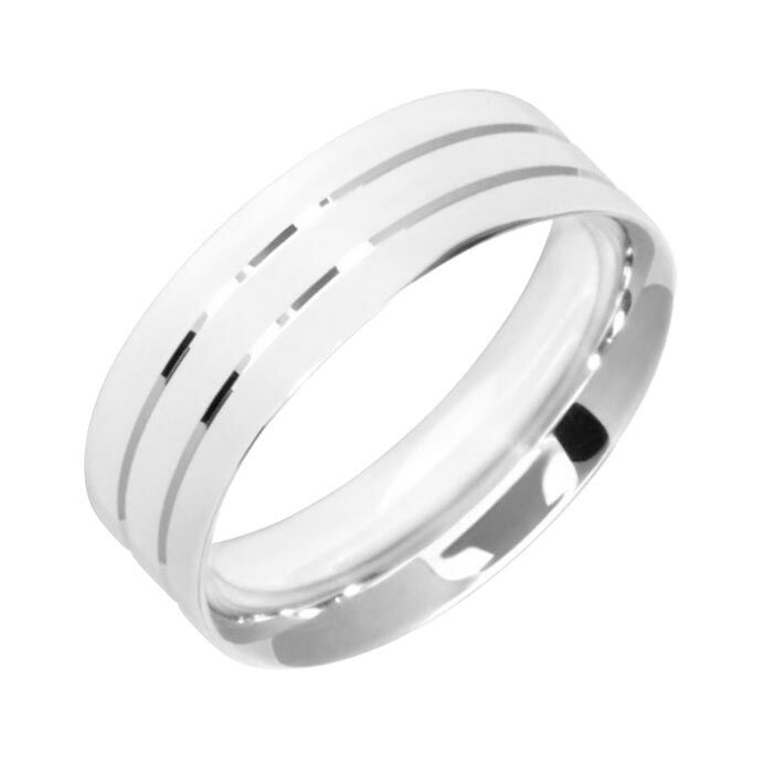 Wedding Ring Diamond CUT 16 Double shallow groove & Polish finish