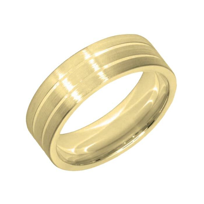 Wedding Ring Diamond CUT 17 with 2 shallow grooves & Matt finish
