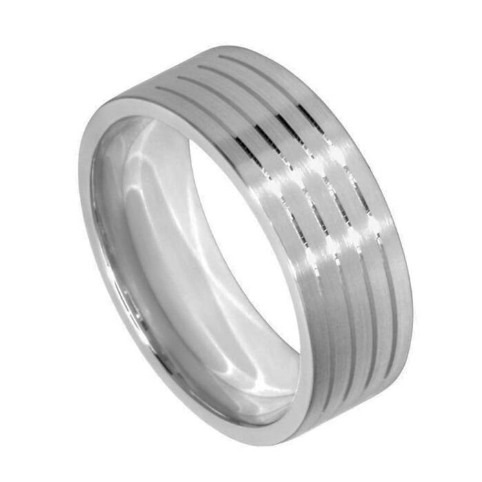 Wedding Ring Diamond CUT 18 -  4 X SHALLOW CUT TRAMLINES MATT FINISH