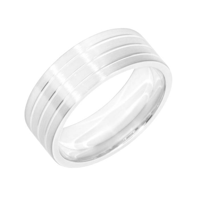 Wedding Ring Diamond CUT 22 -  3 shallow grooves & Matt finish