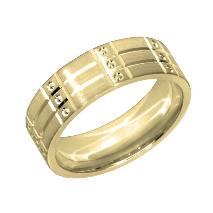 Wedding Ring Diamond CUT 26 V grooved with Circle pattern & Matt finish