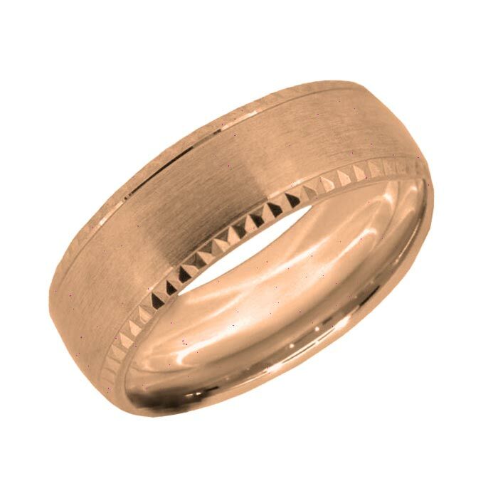 Wedding Ring Diamond CUT 45 patterned gear edges & Matt finish