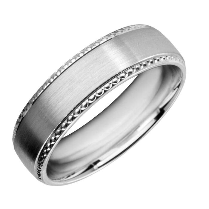 Wedding Ring Diamond Cut 62 Stepped Edge With Circle Pattern Matt Finish           
