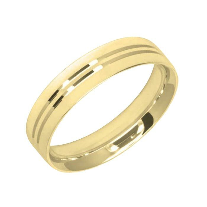 Diamond Cut Wedding Ring CUT 6 - 2 Central U grooves & Polish finish