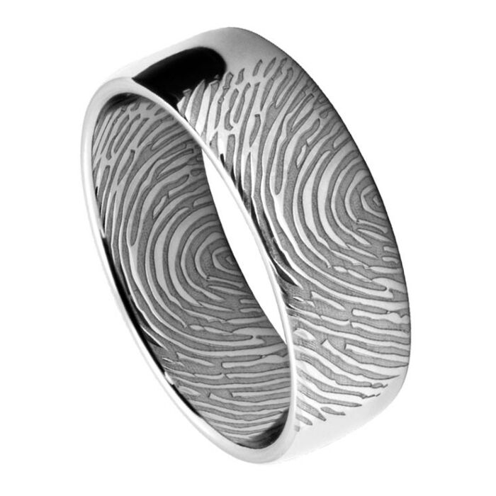 Wedding Ring with Finger print Laser Engraving