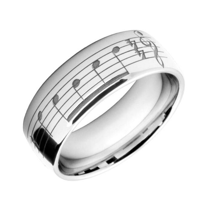 Wedding Ring with Musical Notes print Laser Engraving