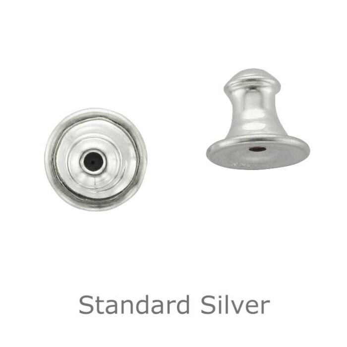SILVER BELL EARRING SCROLLS WITH RUBBER INSERT