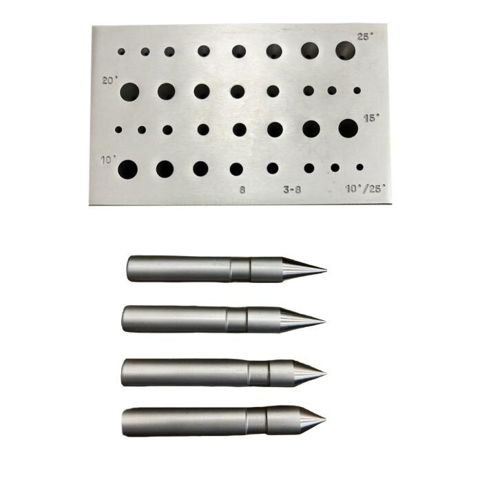 O.M.O Round Bezel Making Block – 10°, 15°, 20° & 25° Angles | Hole Sizes 3.00–8.00mm