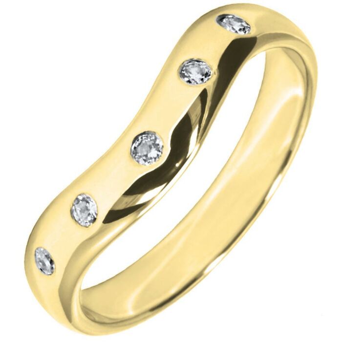 Wedding Ring with 0.10ct Diamond 3mm Curved Shaped precious metal ring