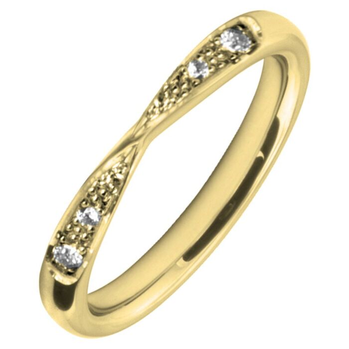 Wedding Ring with 0.06ct Diamond Grain Set 3mm Twist Shaped precious metal ring