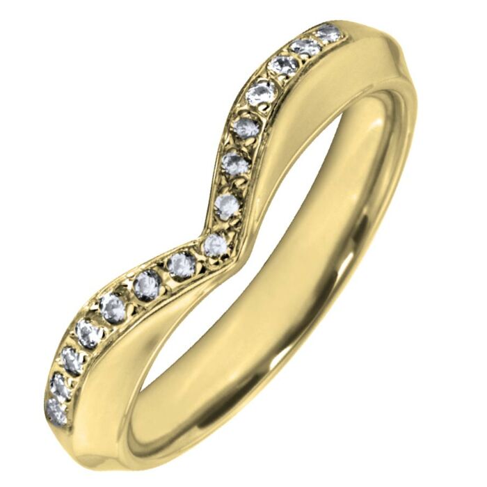 3.5mm Shaped Wedding Ring - 0.15ct Diamond | W531
