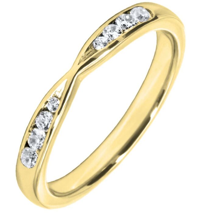 Wedding Ring with diamonds - 2.5mm shaped precious metal ring, 0.13ct diamond stones