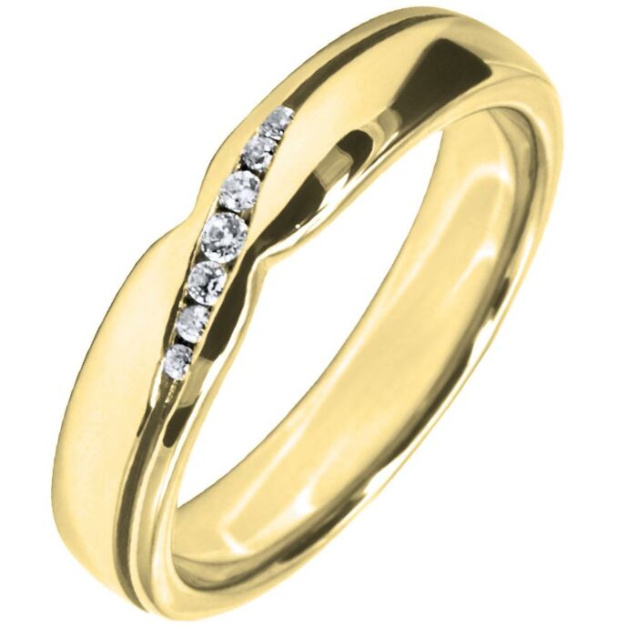 Wedding Ring with 0.07ct Diamond 4mm Shaped precious metal ring | W561