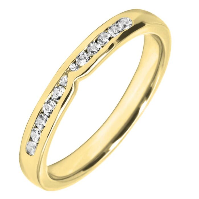 Wedding Ring with 0.16ct Diamond - 2.75mm Shaped precious metal ring