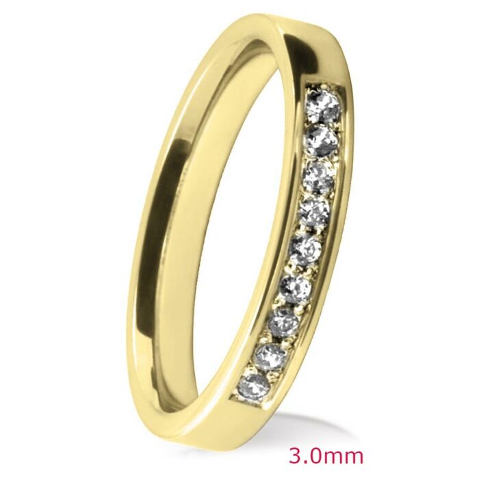 Grain Set Diamond Wedding Ring: 3.00mm Flat Court Brilliant Cut Grain | 749B08 749B07 749B06