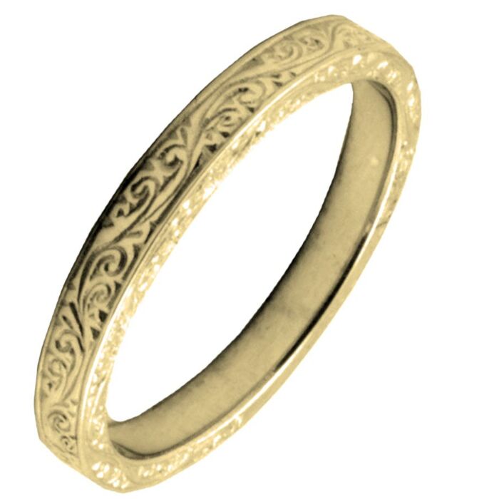 Wedding Ring 2.5mm engraved design precious metal ring