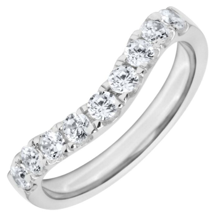 Wedding Ring with 0.50ct, 9 X  2.2mm Diamond stones 3mm Shaped precious metal ring