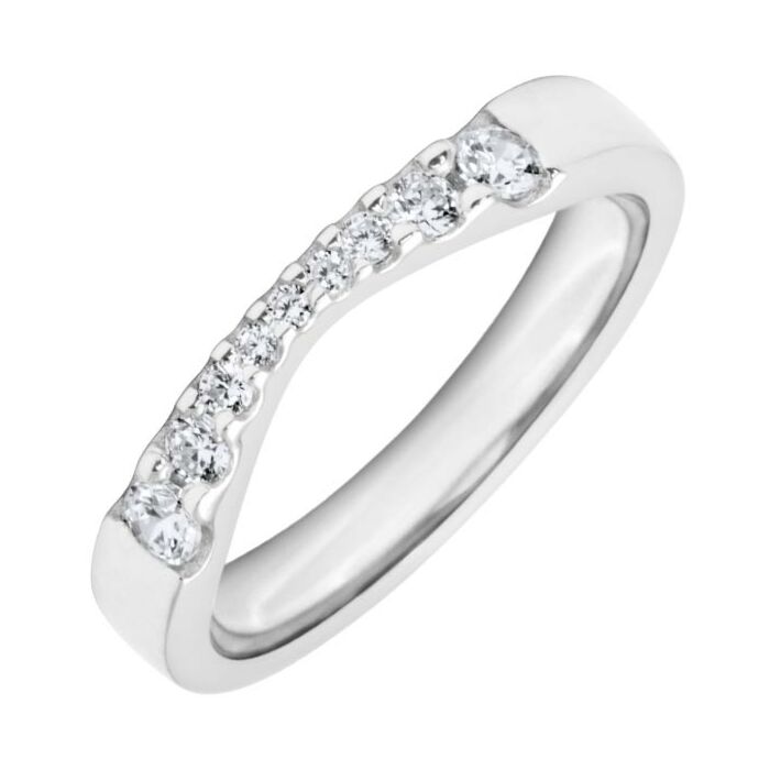 Wedding Ring 3.5mm shaped precious metal ring; 2 x 2.5mm, 2 x 2mm, 2 x 1.5mm, 3 x 1.2mm - 0.36ct Diamond stones