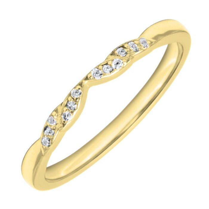 Wedding Ring with diamonds - 2mm Shaped precious metal, 12 X 0.8mm - 0.05ct Diamond stones