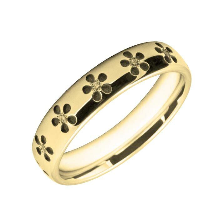 4mm Wedding Ring W7005 Pattern - Laser Engraving Wedding Ring