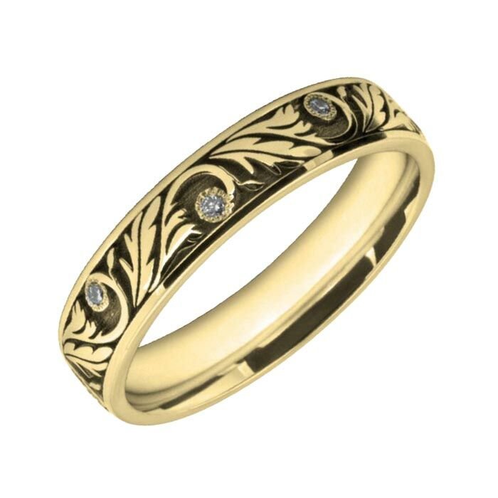 4mm Wedding Ring W7010 Pattern - Laser Engraving Wedding Ring