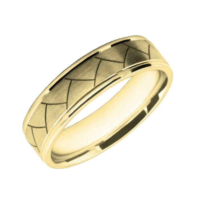 6mm Wedding Ring W7504 | Gents Pattern - Laser Engraving Wedding Ring