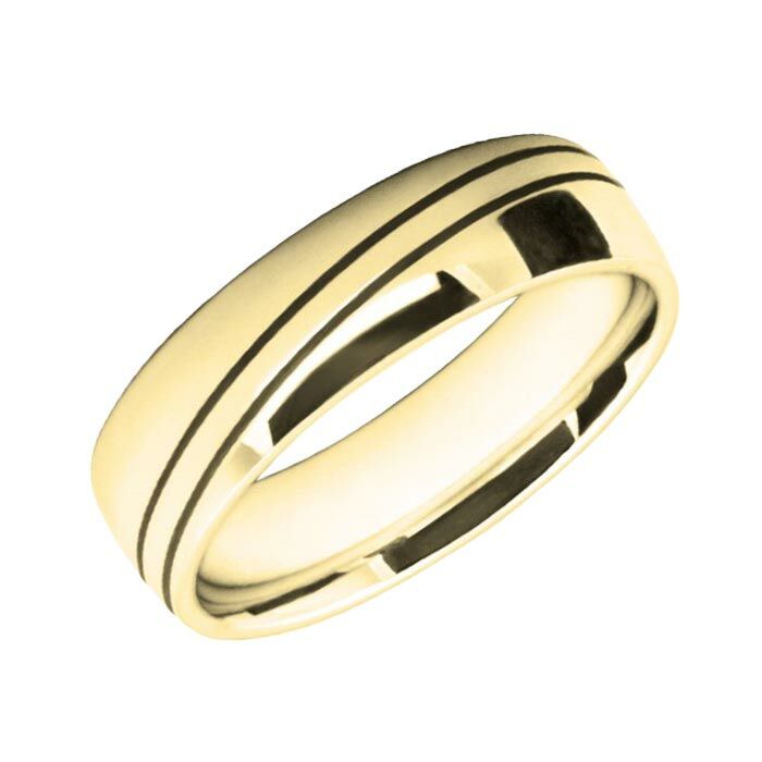 6mm Court wedding Band W7514 - Wedding Rings with laser engraved pattern