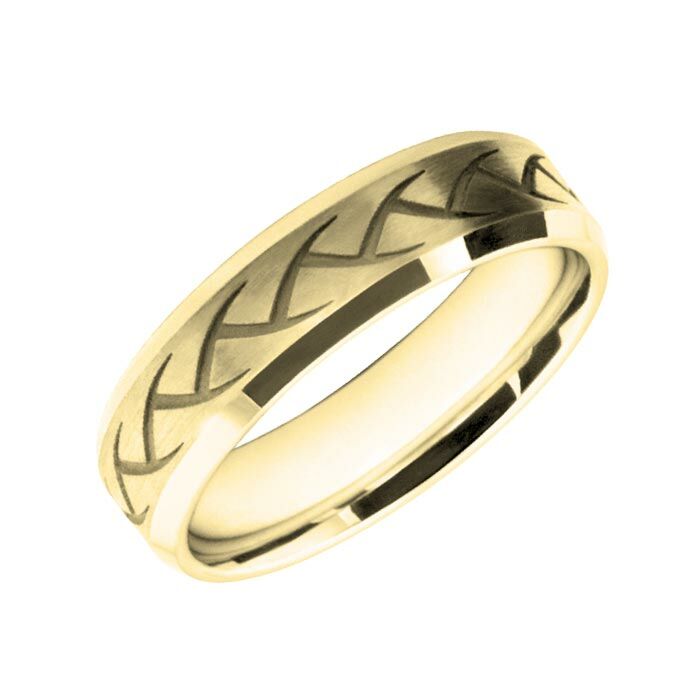 6mm Wedding Ring W7515 Wedding band Men pattern laser engraved