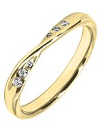 Wedding Ring with 0.06ct Diamond - Rubover set Twist Shaped gold ring | W281