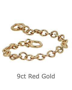 Bracelet safety chain 9ct Red Gold HEAVY weight, 55mm long