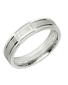 Diamond Cut Wedding Ring Cut 2 Shallow Stepped Edge, V Groove & Matt Finish 