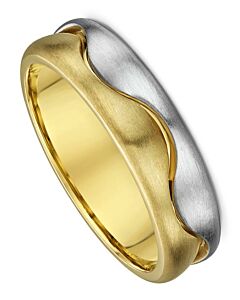 Wedding Ring 6mm decorative ring brushed with wave pattern | 321B00G