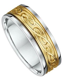 Wedding Ring 7mm Two Tone Gold Ring | 666A05