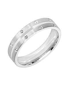 Wedding Ring Diamond CUT 14 Shallow centre Tramline, Circled Edge & Matt finish