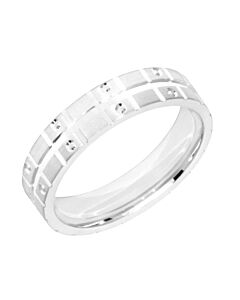 Wedding Ring Diamond CUT 27 centre Tramline, V grooved cuts, Circle diamond cut edge detail & Matt finish