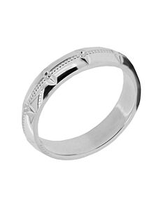 Wedding Ring Diamond CUT 61 Patterned centre Milgrain, V grooved cuts, Circle diamond cut edge detail & Polish finish