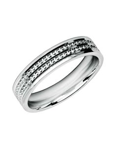 Wedding Ring Diamond Cut 63 central V grooved 3 lines with Circle pattern & Polish finish