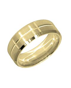 Wedding Ring Diamond CUT 20 Centre and Horizontal U Grooved lines & Matt Finish