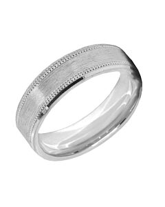 Wedding Ring Diamond CUT 29 Off set Beaded Edge & Matt finish