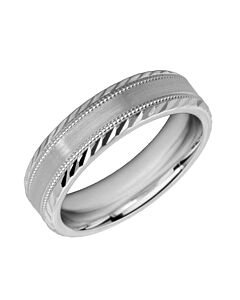 Wedding Ring Diamond CUT 60 OFF SET MILLGRAIN EDGE WITH ANGLED DIAMOND CUT MATT FINISH