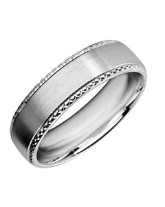 Wedding Ring Diamond Cut 62 Stepped Edge With Circle Pattern Matt Finish           