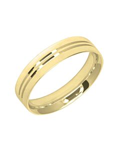 Diamond Cut Wedding Ring CUT 6 - 2 Central U grooves & Polish finish