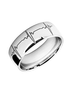 Wedding Ring with Heart beat print Laser Engraving
