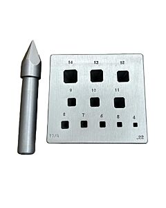 Collet Block and Punch, Chamfered Square, 4.00mm to 14.00mm, 17°