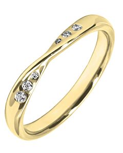 Wedding Ring with 0.06ct Diamond - Rubover set Twist Shaped gold ring  | W281