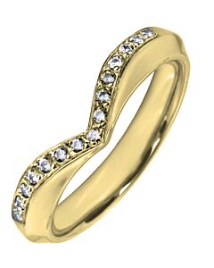 Wedding Ring 3.0mm shaped precious metal ring, 0.11ct diamond stones