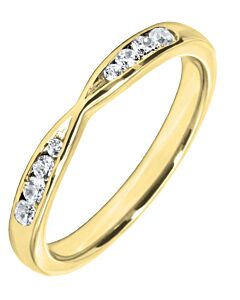 Wedding Ring with diamonds - 2.5mm shaped precious metal ring, 0.13ct diamond stones