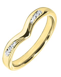 Wedding Ring with diamond - 2.75mm Shaped precious metal ring, 0.12ct diamond stones